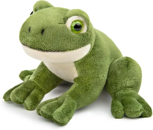 Juguete de peluche de rana de simulación – 6.3 pulgadas de rana verde realista, juguetes de peluche reptiles, muñecas de felpa súper suaves para