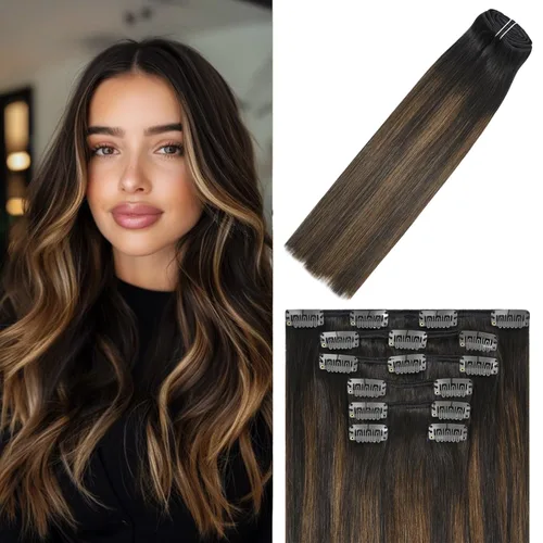 Miniatura 21 de WindTouch - Extensiones de cabello humano Remy con pinzas, color rubio decolorado combinado con balayage, para cabello rubio, 2.47 onzas, N.°