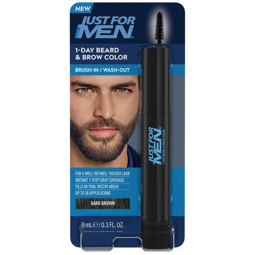 Miniatura 11 de Just for Men Color de barba y cejas de 1 día, color temporal para barba y cejas, para un aspecto más completo y bien definido, hasta 30 Marrón claro