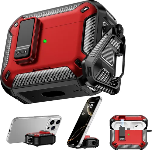 Miniatura 41 de RFUNGUANGO Funda protectora para AirPods Pro de 2ª generación con kit de limpieza, funda rígida militar con cerradura para funda de carga de AirPod