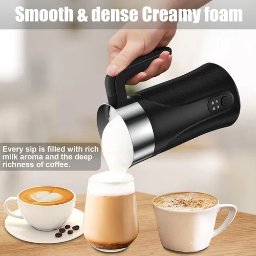 Miniatura 3 de Espumador de leche, espumador de leche 4 en 1 y vaporizador, máquina automática de espuma fría y caliente de 10.1 onzas líquidas, espumador de leche