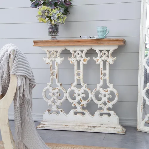 Miniatura 5 de 31.9" Small Console Table, Retro Farmhouse French Country Vintage Console Table Entryway Table Sofa Table for Living Room Bedroom Hallway, White