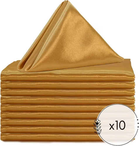 Miniatura 2 de YOUR CHAIR COVERS - Servilletas de tela de gran tamaño de satén dorado de 20 pulgadas con dobladillo – Servilletas elegantes y reutilizables