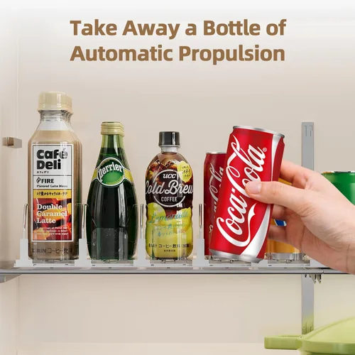 Miniatura 2 de HIYOHIYO Organizador de bebidas de 5 filas para refrigerador, dispensador de latas de soda autoempujable para refrigerador, dispensador automático