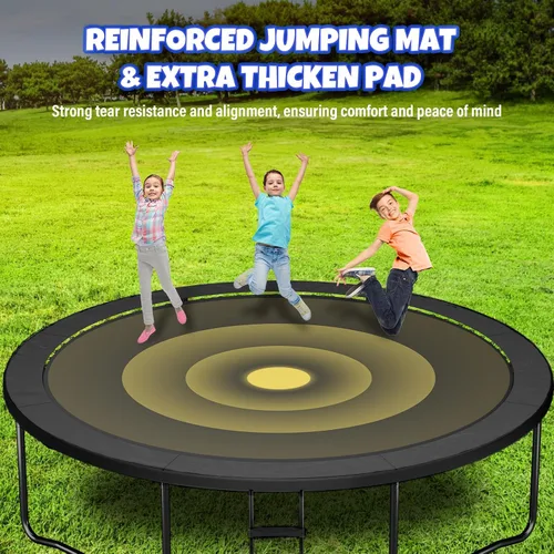 Miniatura 6 de Kiivakii Trampolín de 12, 14, 16 pies, trampolines grandes para exteriores para niños y adultos, trampolines recreativos con aro de baloncesto