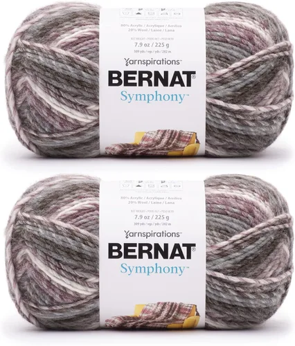 Miniatura 8 de Bernat Symphony - Ovillo de concha marina, paquete de 2 unidades de 8 onzas, mezcla de lana, 5 voluminosos, 309 yardas, tejido/ganchillo Conchas