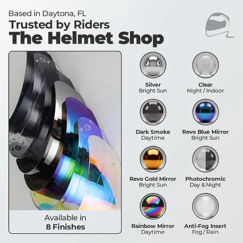 Miniatura 7 de The Helmet Shop HJ-33 Visor transparente claro para casco de motocicleta compatible con HJC i90, i91 y cascos modulares Harley – Protector