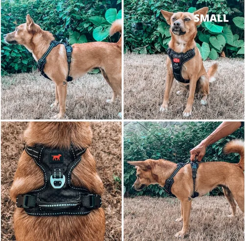 Miniatura 6 de Tuff Pupper Arnés para perro sin tirones, chaleco resistente para mascotas, clips para correa delantera y trasera, mango de seguridad fuerte