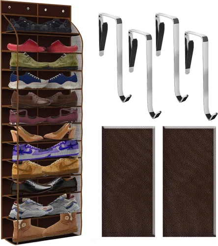 Miniatura 9 de PAULONE Organizador de zapatos de 12 bolsillos para colocar sobre la puerta, reutilizable, transpirable, bolsa grande de malla, organizador