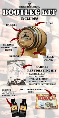 Miniatura 2 de Thousand Oaks Barrel Co. (1 litro) - Kit personalizado para hacer whisky de canela envejecida en barril - Cócteles Age Fireball, sidra de manzana
