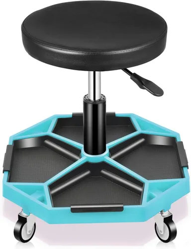 Miniatura 12 de Taburete Auto Dynasty para Mecánico, Asiento Neumático Ajustable y Rodante para Taller de Garaje con Bandeja para Herramientas, Asiento Rodante