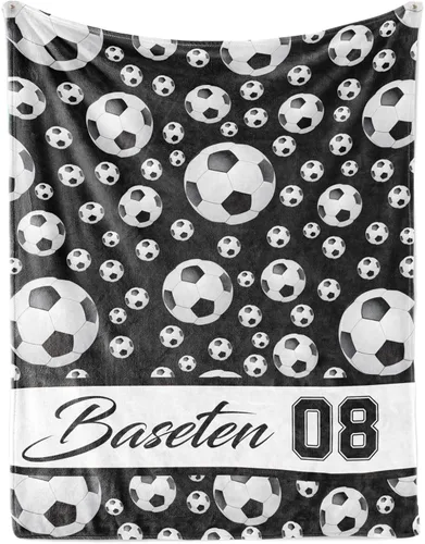 Miniatura 18 de Manta de fútbol personalizada con nombre, mantas personalizadas suaves para deportes de fútbol, mantas de cama verde, regalo personalizado