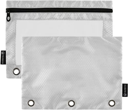 Miniatura 15 de Gredecor Estuche para lápices con 3 anillos con cremallera negra, paquete de 2 unidades, organizador de carpetas transparentes para ventana escolar