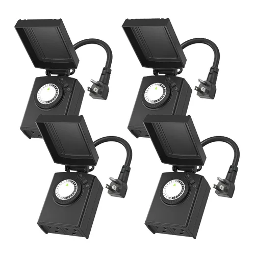 Miniatura 14 de BN-LINK Temporizador de luz mecánico para exteriores de 24 horas, impermeable, resistente, 15 A 1/2 HP, 1 toma de temporizador con conexión a tierra