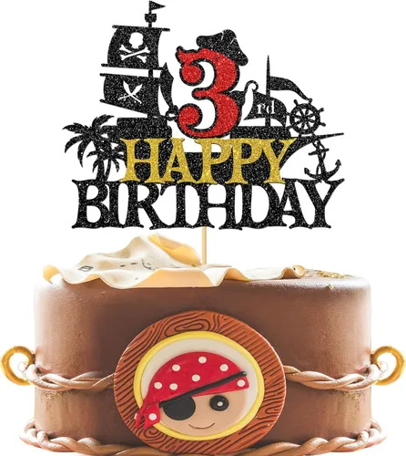 Miniatura 10 de Decoración para pastel de cumpleaños de 1er cumpleaños, barco pirata náutico de vela para primer cumpleaños, decoración de fiesta de cumpleaños