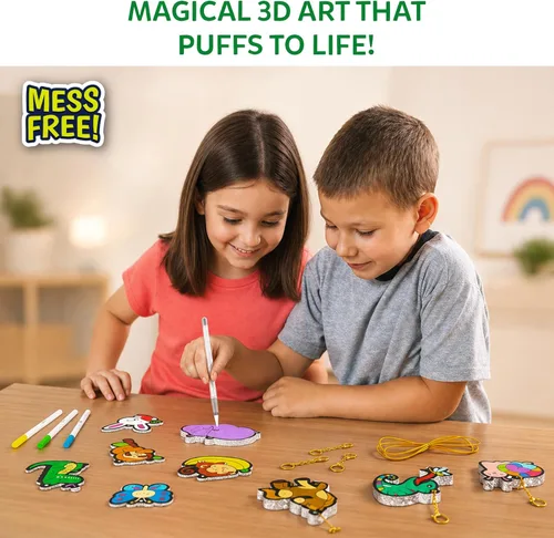 Miniatura 2 de Skillmatics Aqua Puffs - Kit de arte 3D, animales, pintura sin desorden por números, manualidades para niños, actividades de color de bricolaje