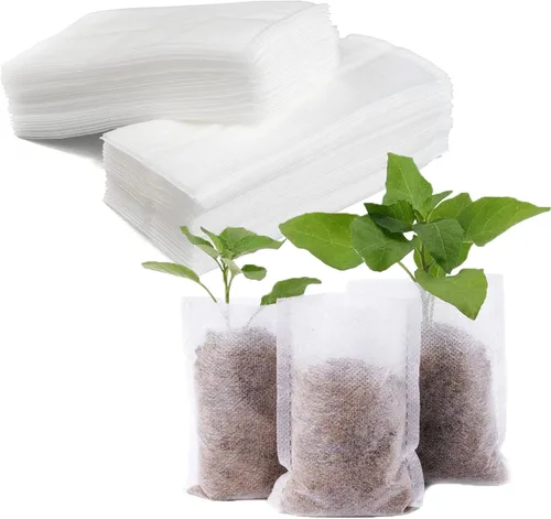 Tarklanda 100 bolsas de cultivo, biodegradables no tejidas para plantas, bolsas de tela para plantas de semillero, bolsas para plantas y jardín (7.8