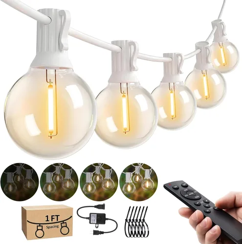 DAMAING Luces de Cadena LED para Exteriores de 200 Pies Impermeables Luces de Cadena para Patio con 102 Bombillas Edison ST38 de Plástico,