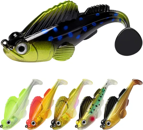 Miniatura 14 de GOTOUR Pre-Rigged Soft Fishing Lures with Weedless Hook, Lifelike Paddle Tail Swimbaits for Bass Fishing, Freshwater & Saltwater Fishing Bait