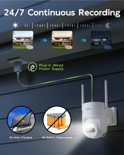 Miniatura 8 de Cámara de seguridad 5G/2.4G para exteriores, cámaras con cable de 3MP grabación 24/7, alimentación enchufable, vista de 360°, seguimiento automático