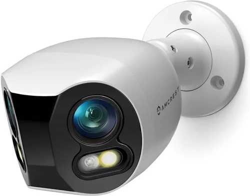 Amcrest Cámara de seguridad POE de doble lente 4K (8MP) para exteriores, 2 lentes de 4MP PoE AI cámara bala IP, color nocturno a 65 pies, detección