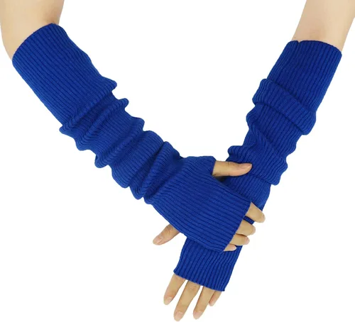 Miniatura 56 de Guantes cálidos de cachemira de brazo largo para mujer, guantes de invierno acogedores sin dedos, calentadores de brazos suaves, gran regalo