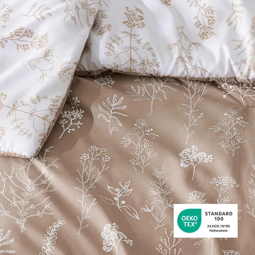 Miniatura 5 de Bedsure - Juego de edredón tamaño California King, juego de ropa de cama color taupe claro, 3 piezas de ropa de cama floral bonita, 1 edredón suave