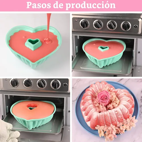 Miniatura 5 de HUAKENER 2 Pack Heart Fluted Cake Pan, 9 Inch Heart Cake Molds, Nonstick Silicone Cake Molds