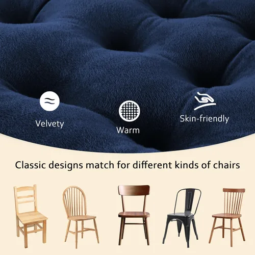 Miniatura 3 de ELFJOY Paquete de 4 cojines para sillas de comedor, cojines para sillas de cocina, oficina, cojín cuadrado copetudo con lazos