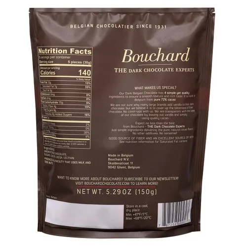 Miniatura 2 de Chocolate Belga Oscuro Premium Bouchard con 72% Cacao (150g / 5.29 OZ)