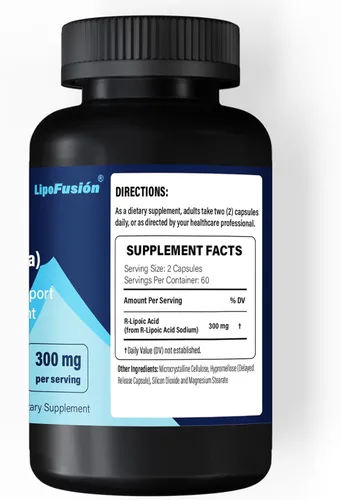 Miniatura 6 de Ácido lipoico R (Na) 300 mg por porción, 120 cápsulas, hasta 5 veces mejor absorción, excelentes suplementos dietéticos para un apoyo saludable