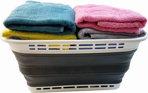 Miniatura 8 de SAMMART Cesta plegable de plástico para la ropa sucia de 42L (11 galones), contenedor de almacenamiento plegable y organizador, tina de lavado