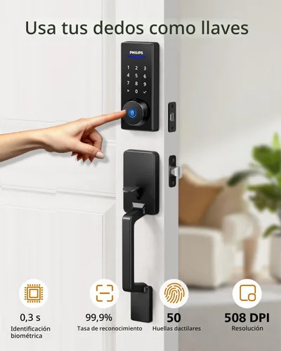 Miniatura 5 de Philips Cerradura inteligente Wi-Fi con asa, cerradura de puerta con teclado de entrada sin llave con asa, juego de cerrojos para puerta delantera