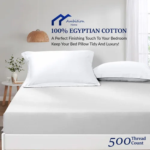 Miniatura 2 de Juego de 2 fundas de almohada europeas de 500 hilos, 100% algodón egipcio, súper suaves y transpirables, fundas de almohada cuadradas, 26 x 26