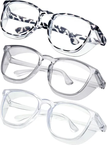 Miniatura 30 de Gafas de seguridad para enfermeras, gafas protectoras – Antivaho marco cuadrado elegante gafas transparentes para mujeres y hombres C16-negro Gery