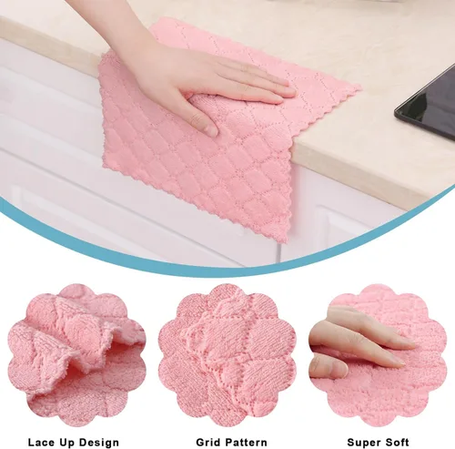 Miniatura 2 de Homaxy - Paquete de 12 trapos de cocina (10 x 10 pulgadas, rosado), de terciopelo coral, supersuaves y absorbentes, de secado rápido, paño