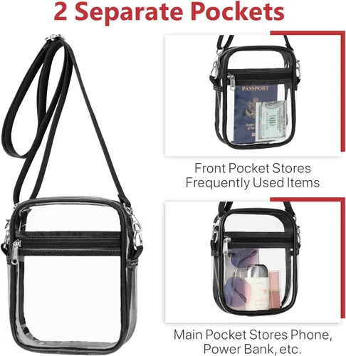 Miniatura 9 de PACKISM Paquete de 2 bolsas de aseo aprobadas por la TSA y bolsa transparente aprobada por el estadio, venta de paquetes, 1 mediano, 1 grande blanco