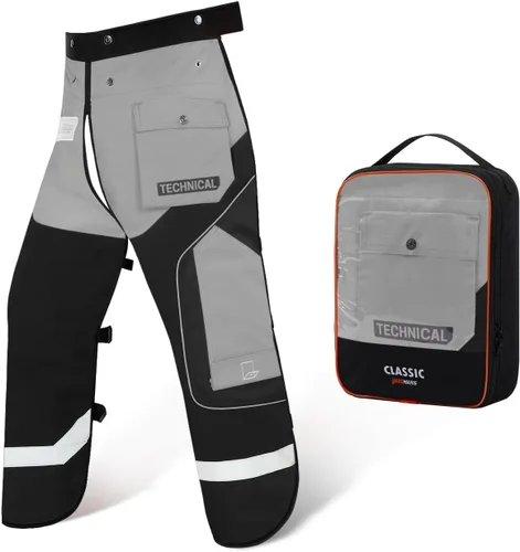 Miniatura 16 de Delantal de seguridad para motosierra de 8 capas, resistente, con cintura ajustable y bolsillo para hombres/mujeres, clásico C, naranja y negro