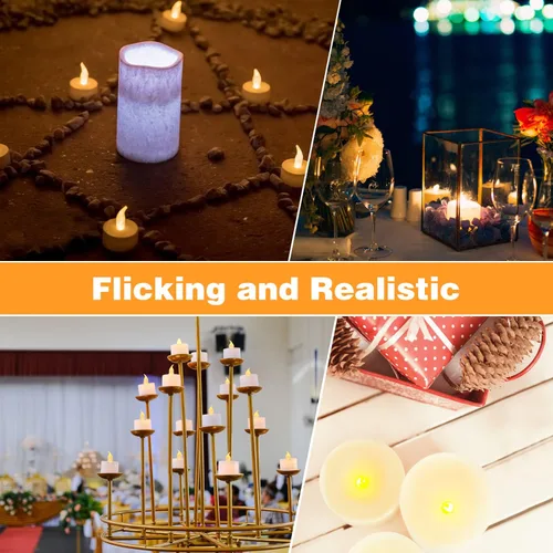 Miniatura 6 de KOABY Juego de 100 luces de té LED amarillas cálidas, duración de más de 100H, luces de té sin llama parpadeantes alimentadas por