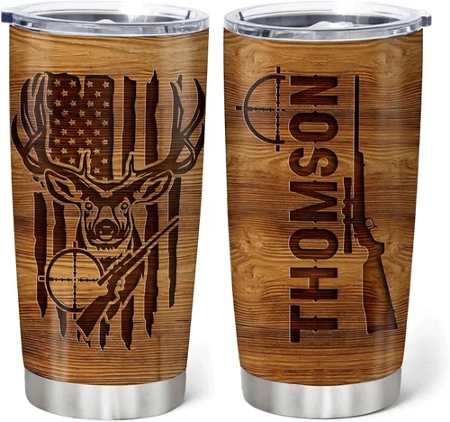 Miniatura 7 de Hyturtle Regalos personalizados de caza para hombres, vaso de caza de ciervos, taza de café de viaje de 20 onzas, acero inoxidable, regalo del día