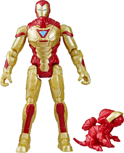 Marvel Mech Strike Mechasaurs Iron Man Figura de acción, 4 pulgadas, con accesorio de arma, juguetes para niños a partir de 4 años, tamaño mediano