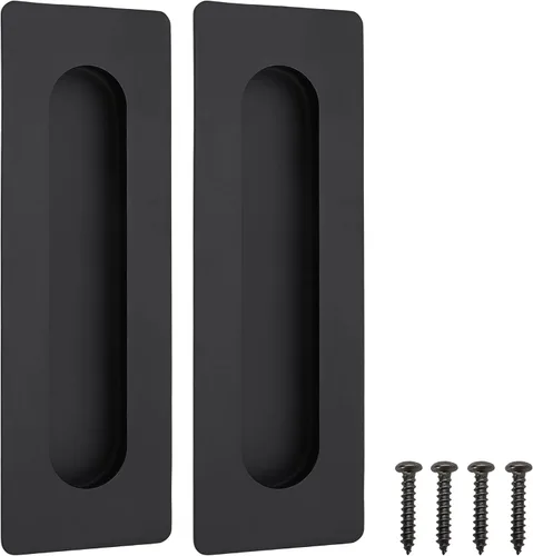 Miniatura 14 de Malimali Tiradores Empotrados al Ras para Dedos - Herrajes de Tirador de Puerta Rectangular de Acero Inoxidable Negro Mate de 6 Pulgadas