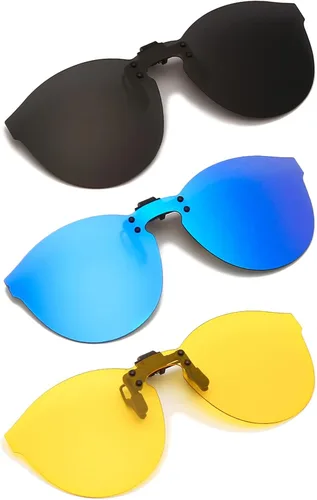 Miniatura 8 de YAMEIZE 3 pares de lentes de sol polarizados con clip, protección UV400 antirreflejos, lente abatible sin montura para conducir al aire libre