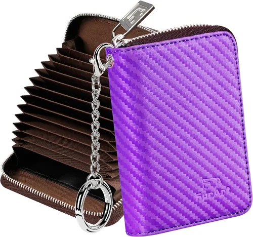 Miniatura 19 de FurArt Cartera con Cremallera para Mujeres, Cartera con Bloqueo RFID para Tarjetas de Crédito, Portador de Tarjetas de Presentación, Cartera Llavero