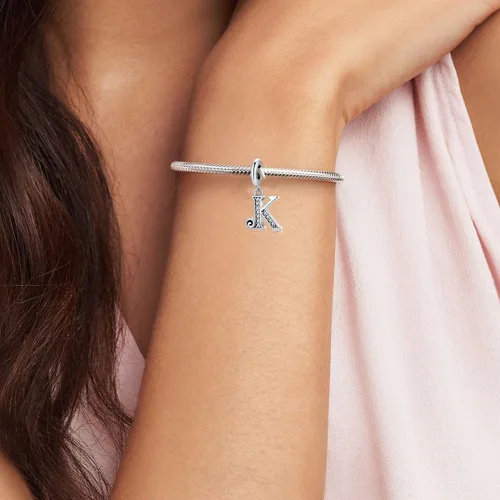 Miniatura 2 de BETTY&SARAH Dijes de plata de ley 925 con letras para pulseras y collares, dije con inicial del alfabeto, regalo de joyería para mujer