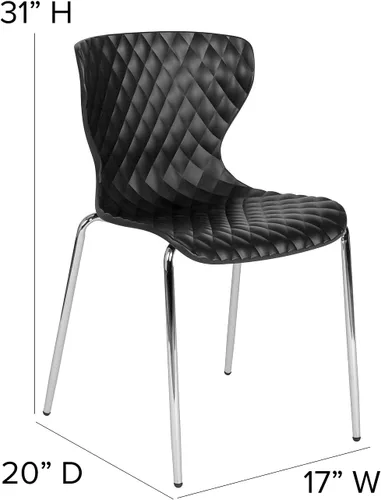 Miniatura 3 de Flash Furniture Lowell Silla apilable de plástico negro con asiento en cascada