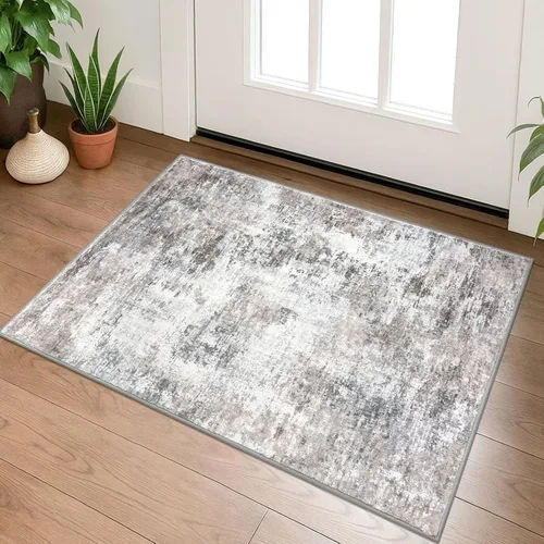 Lansny Alfombra pequeña abstracta de 2 x 3 pies, alfombra de entrada, alfombra lavable para puerta de entrada, alfombra lavable antideslizante,