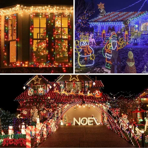 Miniatura 4 de AmyHomie - Cadena de luces navideñas multicolor para exteriores, 300 luces LED con 8 modos de iluminación, guirnalda de luces de hadas conectables