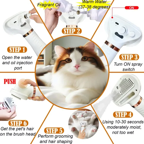 Miniatura 4 de Secador de pelo silencioso para mascotas de 300 W - Secador de pelo para mascotas para perros y gatos pequeños y medianos con peine extraíble