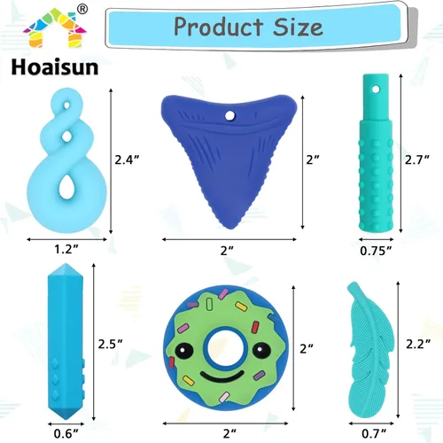Miniatura 4 de Collares masticables para niños sensoriales, 6 collares sensoriales para masticar para niños y niñas con TDAH, SPD, autismo, necesidades de Azul